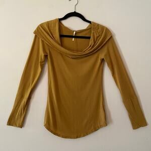 Free People Brown Boatneck Cowlneck Long Sleeve Shirt Loungewear Women's Small